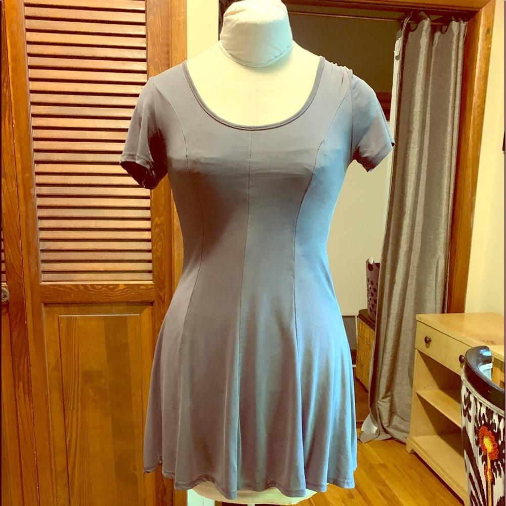 Gray Fitted Skater Dress